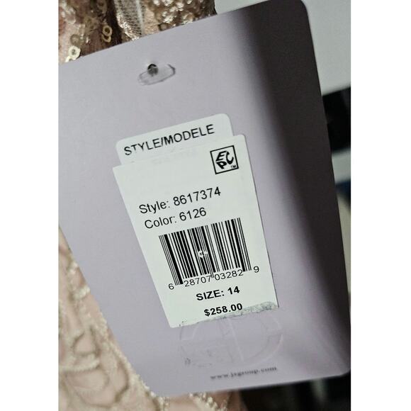 JS Collections Women's Rose Pink 3/4 Sleeve Sequin Midi Sheath Dress Size 14 NWT - Picture 8 of 9